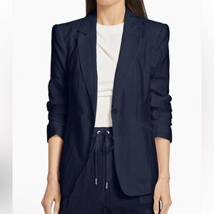 Cinq a Sept Khloe Navy Crinkled Blazer NWOT